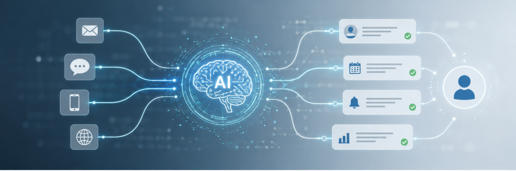 Useful use cases for customer communication automation - blue-toned graphics